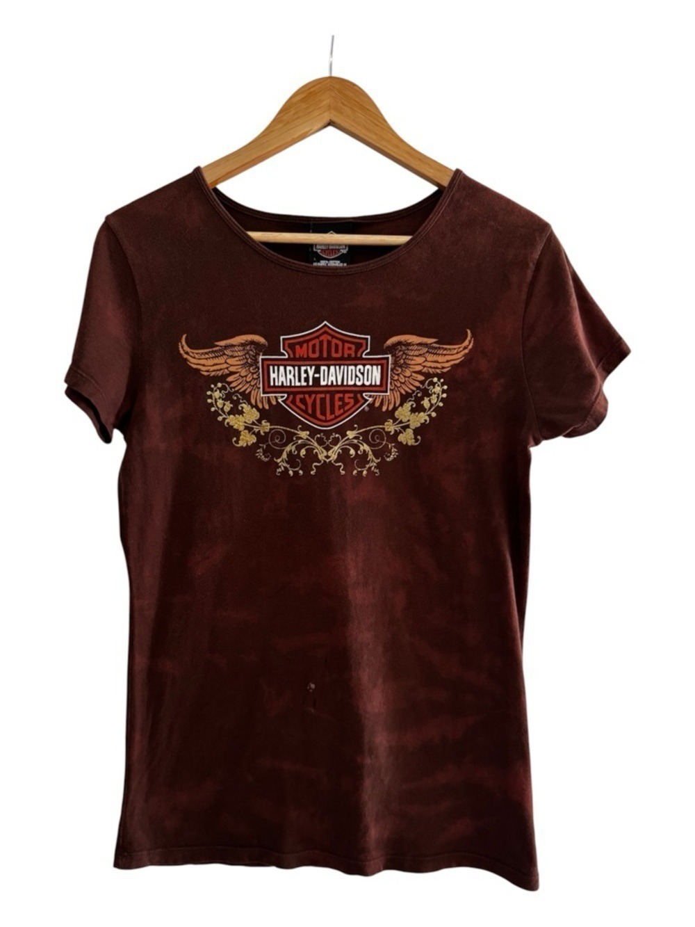 Harley Davidson Jamaica Graphic Tee Brown Distressed Biker Y2K